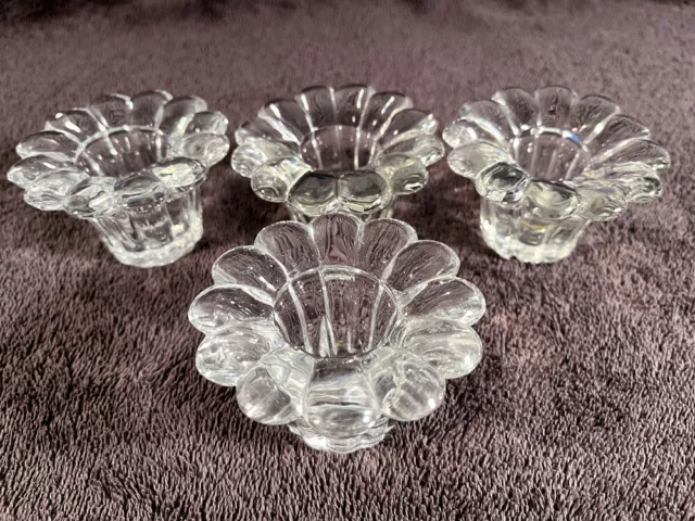 Vintage Clear Glass Taper Candle Holders Set of 4 ~ EUC