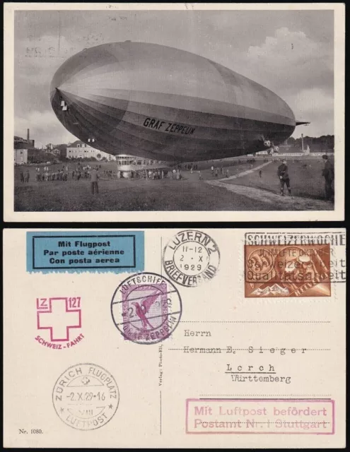 Zeppelin LZ 127 - 4. Schweizfahrt 2.10.1929 - Abwurf Luzern