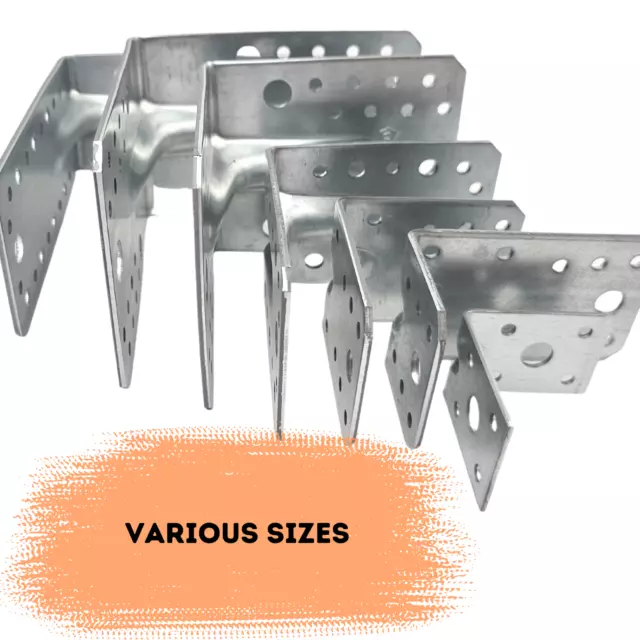 Reinforced HEAVY DUTY Galvanized Steel Corner Brackets Angle Braces Metal KP