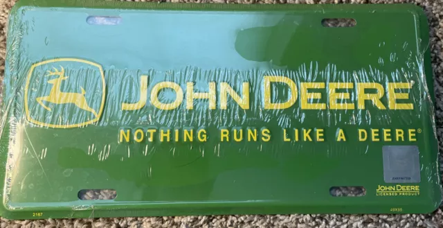 John Deere Green Metal Embosed License Plate Nothing Runs Like A Deere