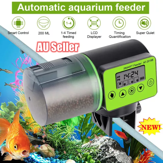 Aquarium Automatic Fish Feeder Auto Food LCD Timer Feeder Adjustable Dispenser