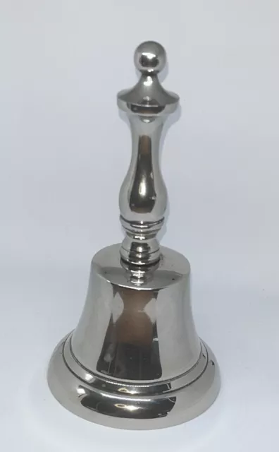 Vintage Georgian Style Silver Plated Brass Table Bell White Metal School Ship