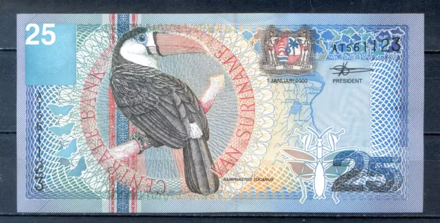 2000 Surinam, Suriname, 25 Gulden, Unc, Sc.