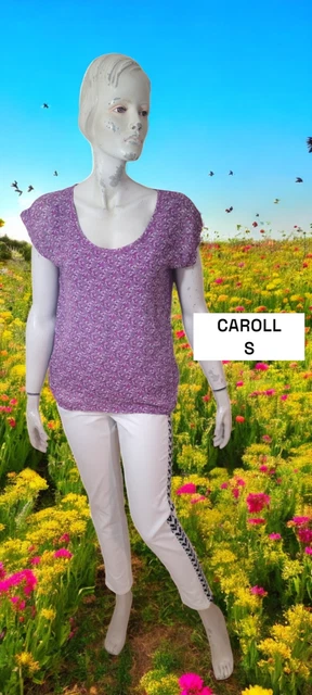Haut Caroll Manches Longues Rose Pastel - Taille 38 - Velours - Occasion Très Bon état