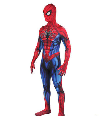 SPIDER-MAN TIGHT ZENTAI Suit Jumpsuit Spiderman Halloween Cosplay Adult ...