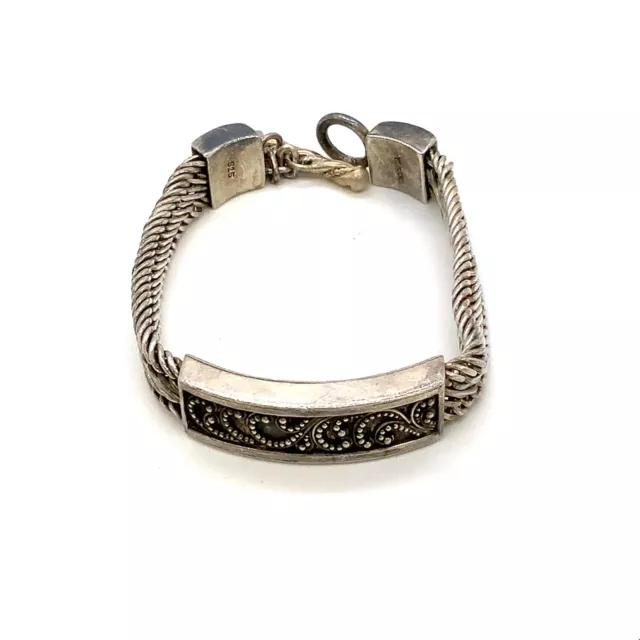 Vintage Sterling Lois Hill Indonesia Granulated Bead Double Chain Bracelet 6 3/4 Vintage Sterling Lois Hill Indonesia Granulated Bead Double Chain Bracelet 6 3/4