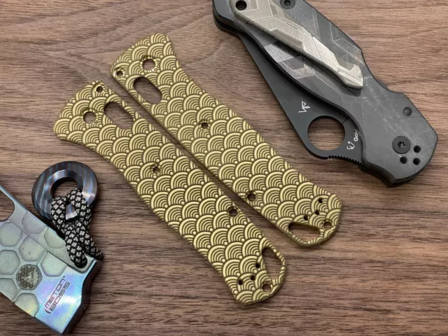 SEIGAIHA engraved Brass Custom Scales for Benchmade Bugout 535 Knife
