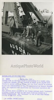 Egypt Suez Canal ship salavage work vintage photo
