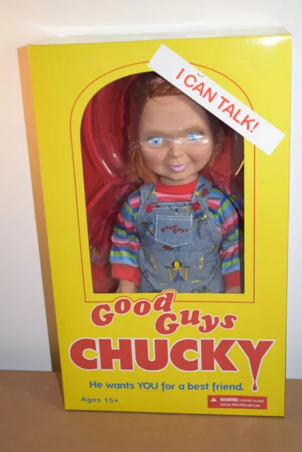 Mezco CHUCKY HAPPY FACE CHILDS PLAY Good Guys 15" Talking Doll Classic Horror