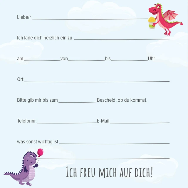 15x Dino Einladungskarten - Bastelset Für Kindergeburtstag