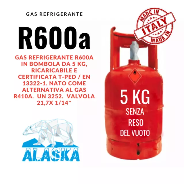 Gas R600A Refrigerante Bombola 5 Kg Freezer Congelatore