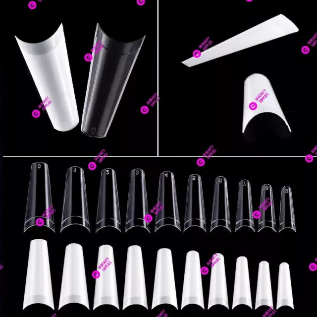 550x Coffin Extra Long Straight Ballerina HALF COVER False Nail Tips - UK SELLER