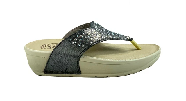 Fly Flot 38B67 Sandale Tongs Femme Véritable Cuir Compensé Confortable