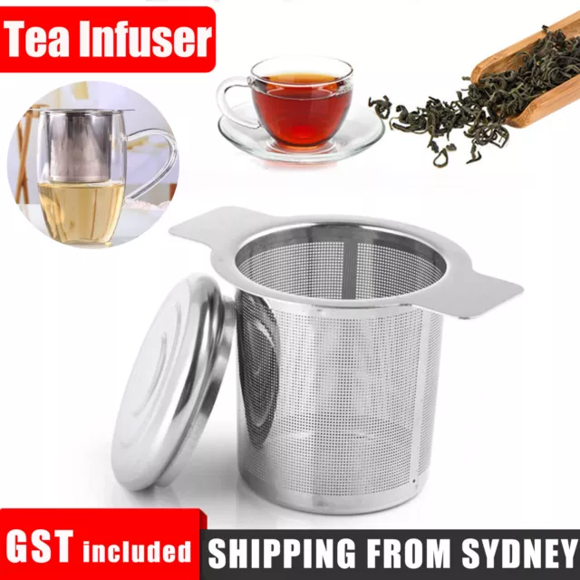 Tea Infuser with Lid Mesh Stainless Steel Metal Cup Strainer Loose Leaf Filter A
