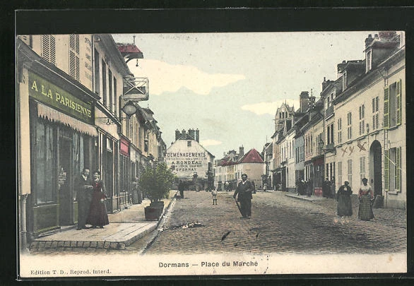 CPA Dormans, Place du Marche 1907