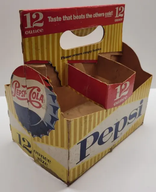 Vintage Pepsi Cardboard 6 Pack  Bottle Holder Carrier Caddy