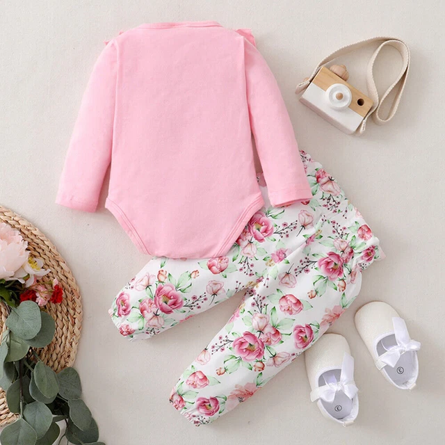 Newborn Baby Girls Clothes Ruffle Romper Bodysuit Tops Floral Pants Outfit Set 5