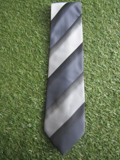 Cravatta di seta vintage Louis Vuitton design a righe - grigio e argento