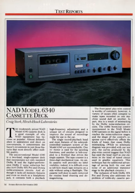 NAD - Model 6340 Cassette Deck - Full Original Test Report - 1989