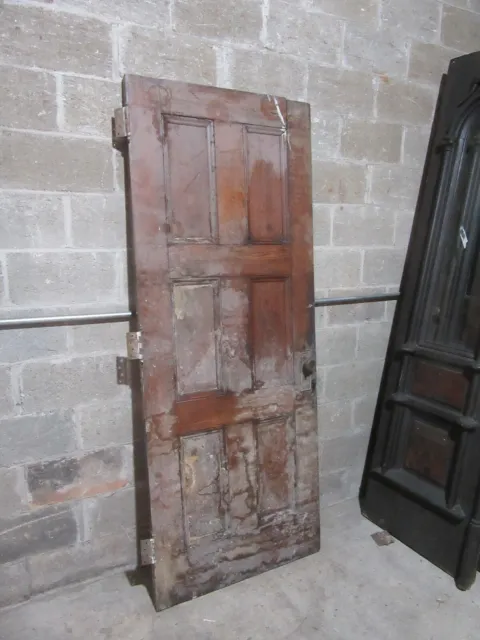 ~ ANTIQUE OAK 6 PANEL DOOR WITH HARDWARE I ~ 32 x 81.5 ARCHITECTURAL SALVAGE 8
