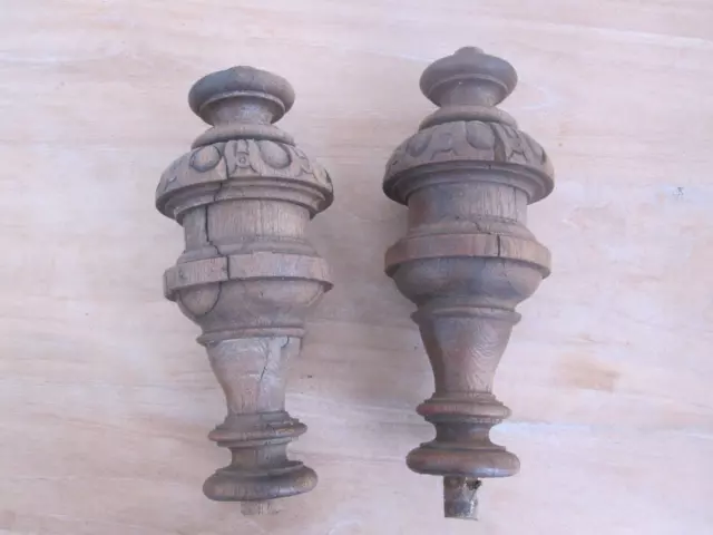 PAIR OFF fantastic carved COLUMS   antiques french wood carving   very rare