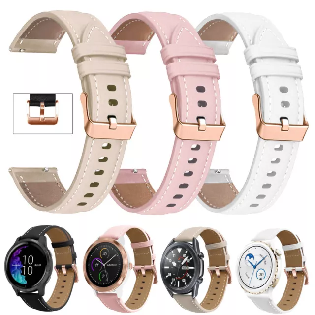 20mm Smart Watch Strap Leather Watchband Bracelet Wrist Band Belt Replacement