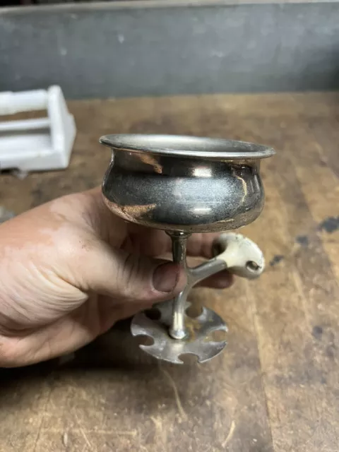 Old Antique Mid Century Brass Bathroom Soap Tooth Brush Wall Holder Dish USA
