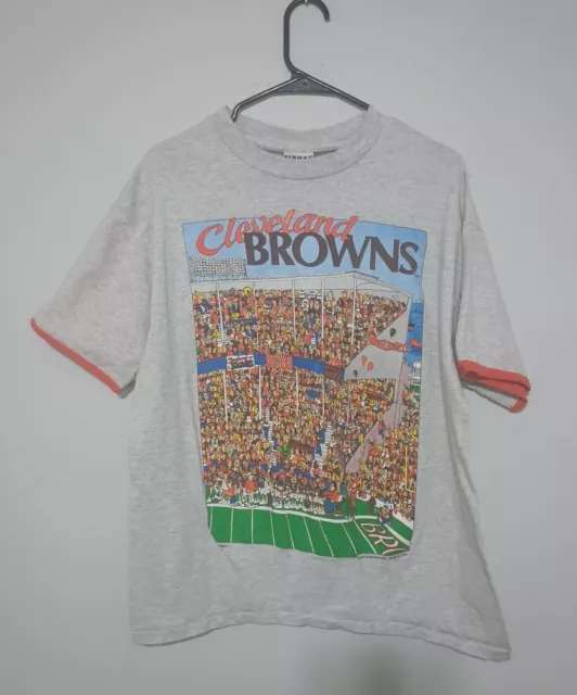 Vtg Cleveland Browns Men's Large T-shirt Grey With Orange