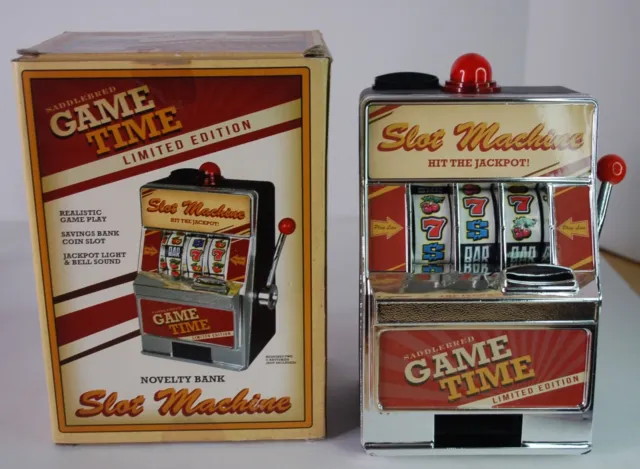 Vintage Game Time Slot Machine Novelty Bank by Saddlebred- NIB