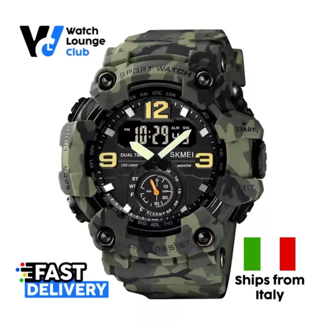 🟢 - Orologio Militare Digitale LED SKMEI 1637 Uomo Resina Cronografo Sveglia