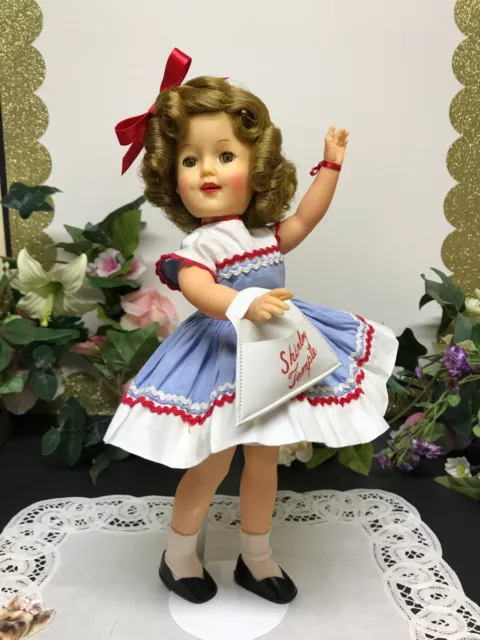 Original 12" Ideal Shirley Temple Doll In Her Red, White, & Blue School Dress