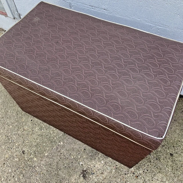 Vinyl Storage Chest Bench Foot Stool Ottoman Toy Box Mid Century Brown Vintage
