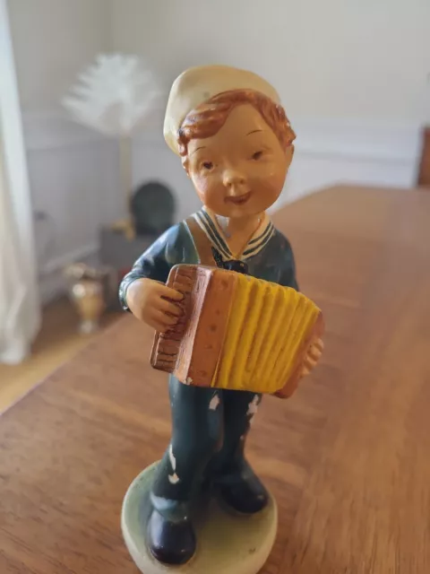 Rare Vintage 1949 HERBERT DUBLER Figurine WWII Sailor Accordion Band Chalkware Rare Vintage 1949 HERBERT DUBLER Figurine WWII Sailor Accordion Band Chalkware