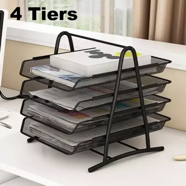 A4 Size Metal Organiser Document Tray Removable Compartments Office Files Space