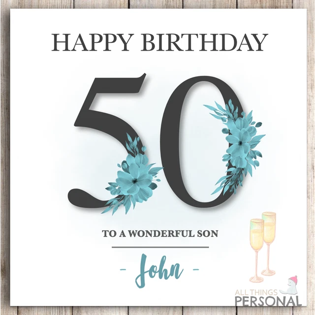 Biglietto D'Auguri Personalizzato Per 50&deg; Compleanno - Per Pap&agrave;, Nonno, Zio, Fratello, Amico - Print Zania