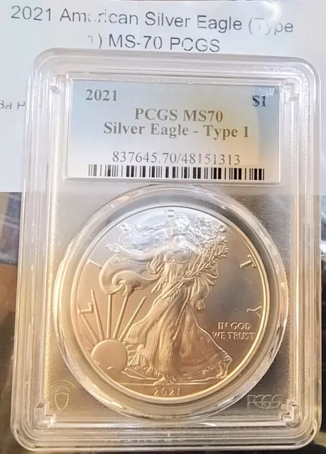 2021 USA $1 PCGS 1oz MS70 Silver Eagle S1 Type 1 EMERGENCY ISSUE West Point