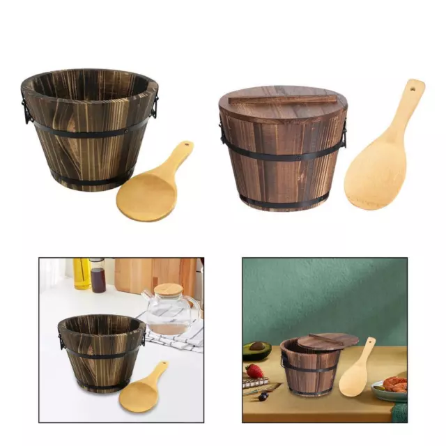 Wooden Rice Bucket Durable Sushi Rice Storage Bucket Wooden Sushi Barrel