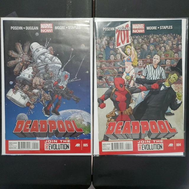 Lot of 2 - Deadpool Marvel Now! Join the Revolution - Very Good w/ bags/boards