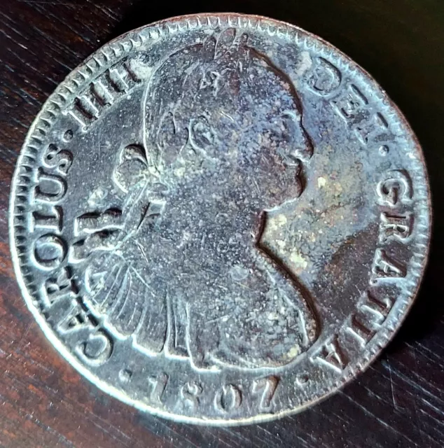 Mexico Spanish Colonial 8 Reales Carol Carolus IIII 1807 Mo TH Mexico City Mint