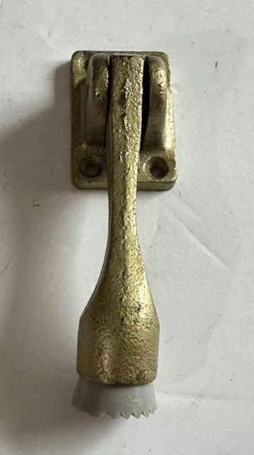 Vintage Kick Down Door Stop Holder 5" Brass Painted nwob