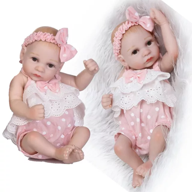 10" Mini Reborn Doll Realistic Soft Full Body Silicone Vinyl Waterproof Bath Toy