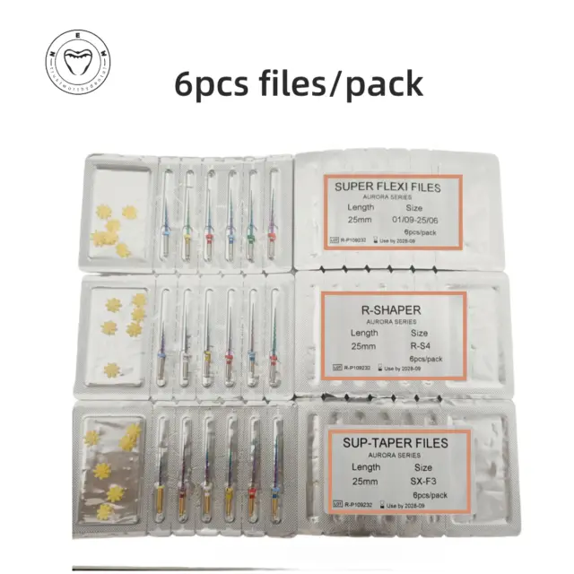 6 pcs files 25mm Dental Nano Coating Files Heat Activated File Endo Root Canal