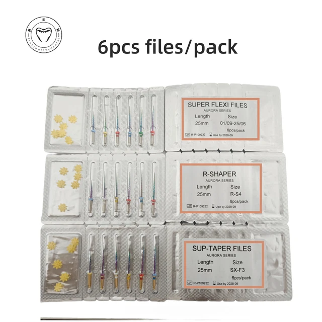 6 pcs files 25mm Dental Nano Coating Files Heat Activated File Endo Root Canal