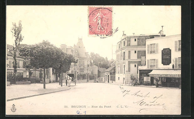 CPA Brunoy, Rue du Pont, 1950s Street View