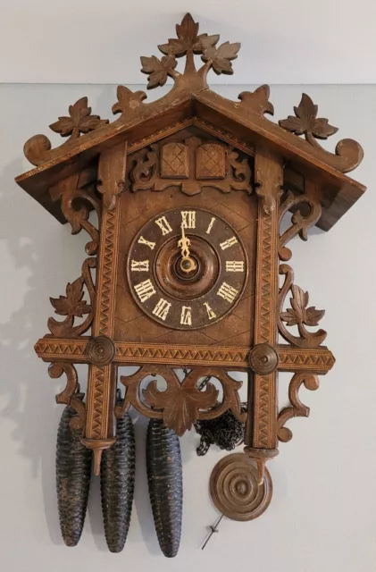 Vintage German LARGE Cuckoo Clock  Two Birds PARTS REPAIR