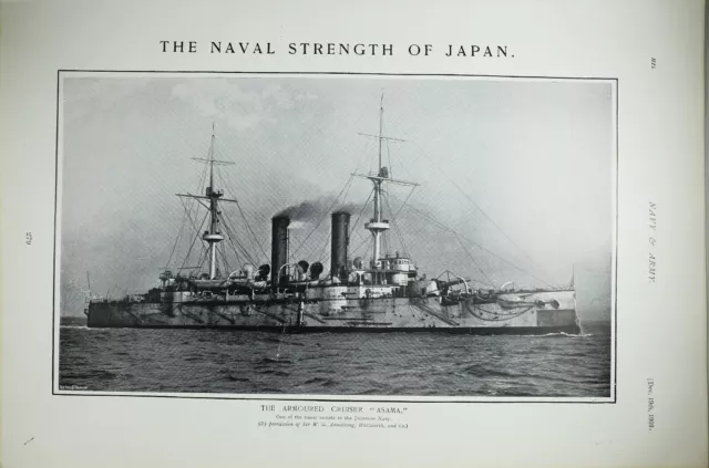 1903 Aufdruck Armoured Cruiser Asama Vessel IN Japanisch Marineblau