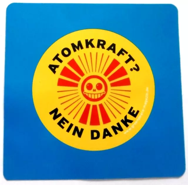 Werbe-Aufkleber Atomkraft ? Nein Danke Greenpeace Magazin Totenkopf 80er