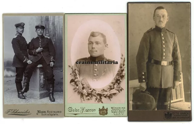 3x Orig. Foto CDV Portrait Soldaten in Würzburg Jena Wahn Rhein