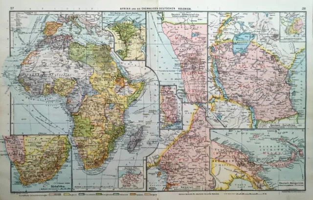 Landkarte +AFRIKA UND DIE EHEM. DEUTSCHEN KOLONIEN+ 1925 Deutsch-SW,Kamerun,Togo