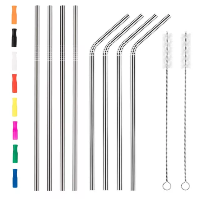 10.5" Long Reusable Stainless Steel Drinking Straws Metal for 30 Oz Yeti Tumbler